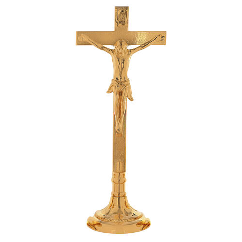 Croce altare ottone dorato 40 cm corpo di Cristo in rilievo 1