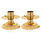 Golden brass altar candlestick with linear decoration, candle diameter 1.6 in s2