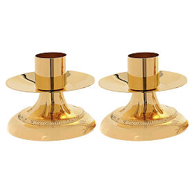 Candeeiro de altar em latão dourado com decoração linear, diâmetro da vela 4 cm