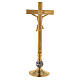 24K gold plated brass altar cross, silver node with cross and grape design, 16 in s3