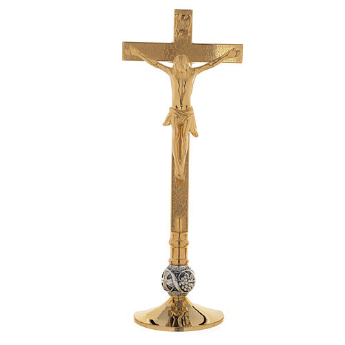 Croce da altare ottone dorato 24K nodo croce e uva 40 cm 1