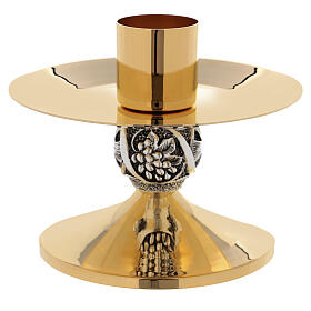 Bicolor Altar Candlestick Cross and Grapes Node Diameter with Socket 4 cm