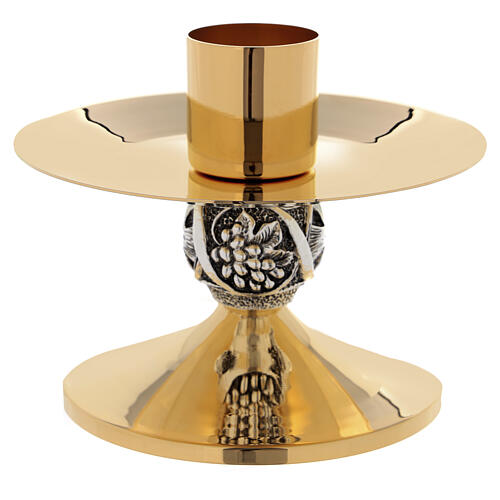 Bicolor Altar Candlestick Cross and Grapes Node Diameter with Socket 4 cm 1