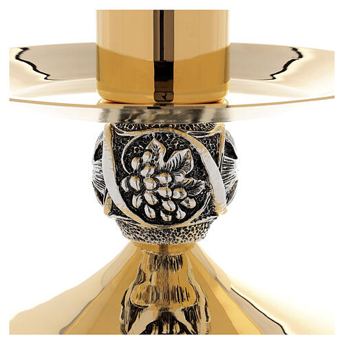 Bicolor Altar Candlestick Cross and Grapes Node Diameter with Socket 4 cm 2