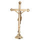Croce su candeliere decorato floreale ottone dorato 50 cm s5
