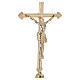 Altar cross on decorative floral brass golden candlestick style, 50 cm s2