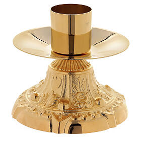 Candeliere altare base floreale ottone dorato bossolo diam. 4 cm