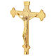 Altar cross with candlestick base, striped decoration, 10 in, gilded brass s2