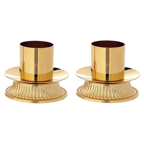 Candelero base rayada latón dorado diám. 4 cm 2