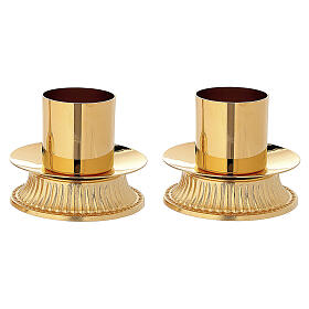 Candelabro base listrada latão dourado bocal 4 cm