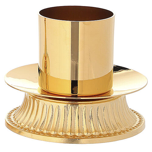 Candelabro base listrada latão dourado bocal 4 cm 1