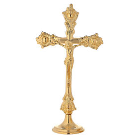 Croce da altare corpo di Cristo in rilievo 35 cm ottone dorato