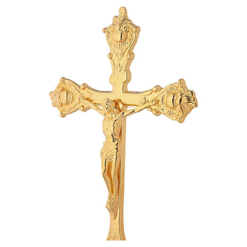 Croce da altare corpo di Cristo in rilievo 35 cm ottone dorato 2