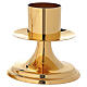 Altar candle holder, simple base, gold-plated brass, 1.6 in candle socket s1