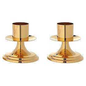 Castiçal altar base simples latão dourado bocal diâm. 4 cm