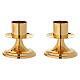 Altar candlestick simple base in gold-plated brass socket diam. 4 cm s2