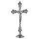 Altar crucifix with smooth brass base for candlestick, silver-plated, 14 in s3