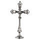 Crucifijo altar base candelero latón plateado 35 cm s4