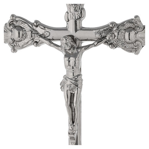 Altar Crucifix with Silvered Brass Candlestick Base 35 cm 2