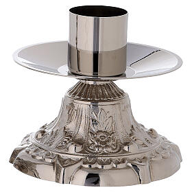 Candelero base motivo floral diám. 4 cm latón plateado