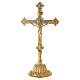 Cruz altar latón dorado base flores 30 cm s1