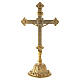 Cruz altar latón dorado base flores 30 cm s5