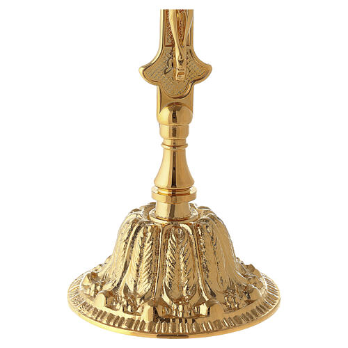 Croix d'autel laiton doré base florale 30 cm 4