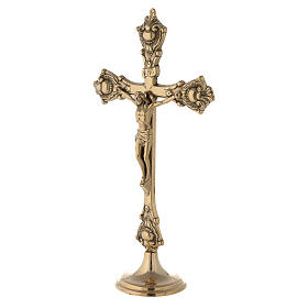 Croce altare base candeliere semplice ottone lucido 35 cm