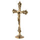 Altar crucifix with simple candleholder base polished brass 35 cm s2