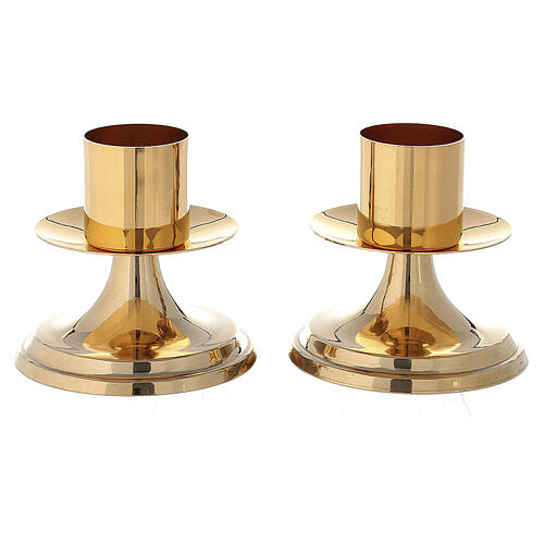 Chandelier autel base lisse laiton brillant bougeoir diam. 4 cm 2