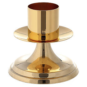 Candelabro de altar base lisa em latão polido diâm. 4 cm