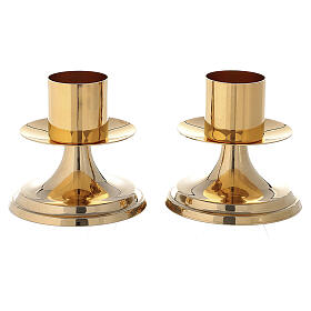 Candelabro de altar base lisa em latão polido diâm. 4 cm