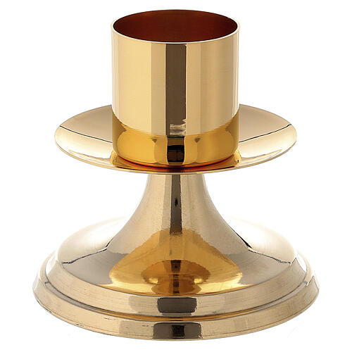 Candelabro de altar base lisa em latão polido diâm. 4 cm 1