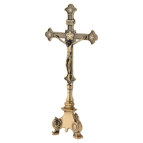 Baroque style altar cross,13 in, brass 2
