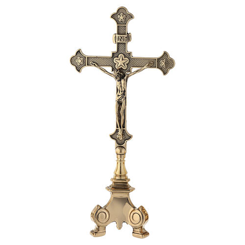 Croix d'autel style baroque 33 cm laiton 1
