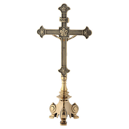 Croce altare stile barocco 33 cm ottone 3