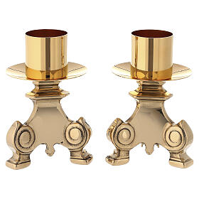 Candeliere altare stile rococò bossolo diam. 4 cm ottone