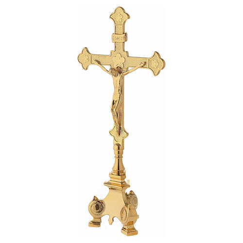 Crucifijo altar estilo barroco 33 cm latón dorado baño 24 q 2