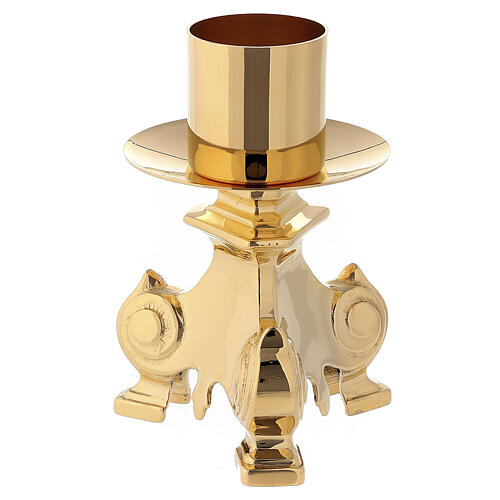 Baroque style candlestick with 24K gold-plated brass base and 1.6-inch diameter socket 1