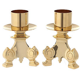 Candeliere base stile barocco bossolo diam. 4 cm ottone dorato bagno 24K