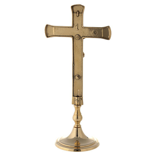 Croix d'autel base lisse laiton brillant 25 cm 3