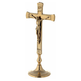 Cruz para altar base lisa latão polido 25 cm