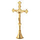 Croix d'autel en laiton brillant base conique 30 cm s2