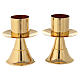Candlestick with cone-shaped base, gold-plated brass, 1.6-inch diameter s2
