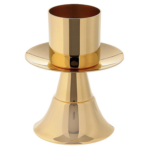Candelabro base cônica latão dourado argola diâm. 4 cm 1