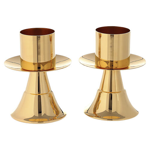 Altar candlestick with golden brass base and 4 cm diameter socket 2