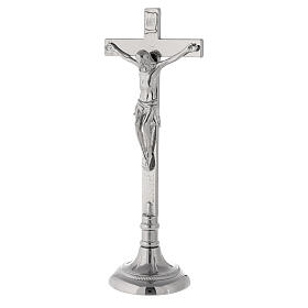Croix autel laiton argenté base décorée 40 cm