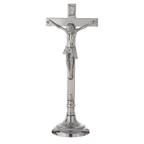 Croce altare ottone argentato base decorata 40 cm 1
