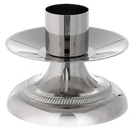 Candeliere altare ottone argentato bossolo diam. 4 cm