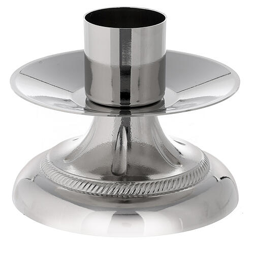 Candeliere altare ottone argentato bossolo diam. 4 cm 1